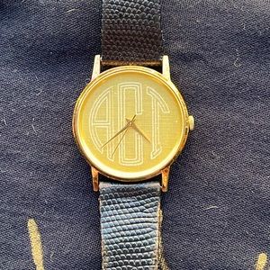 ACT watch, lizard leather, gold plated